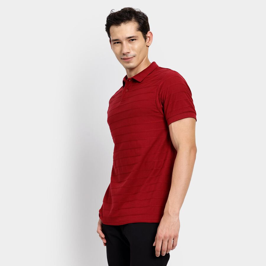 Men's Collared Half Sleeves T-Shirt, वाइन, large image number null