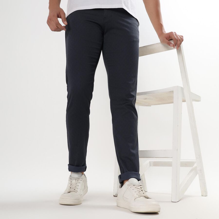 Men's Slim Fit Casual Trousers , नेवी ब्लू, large image number null