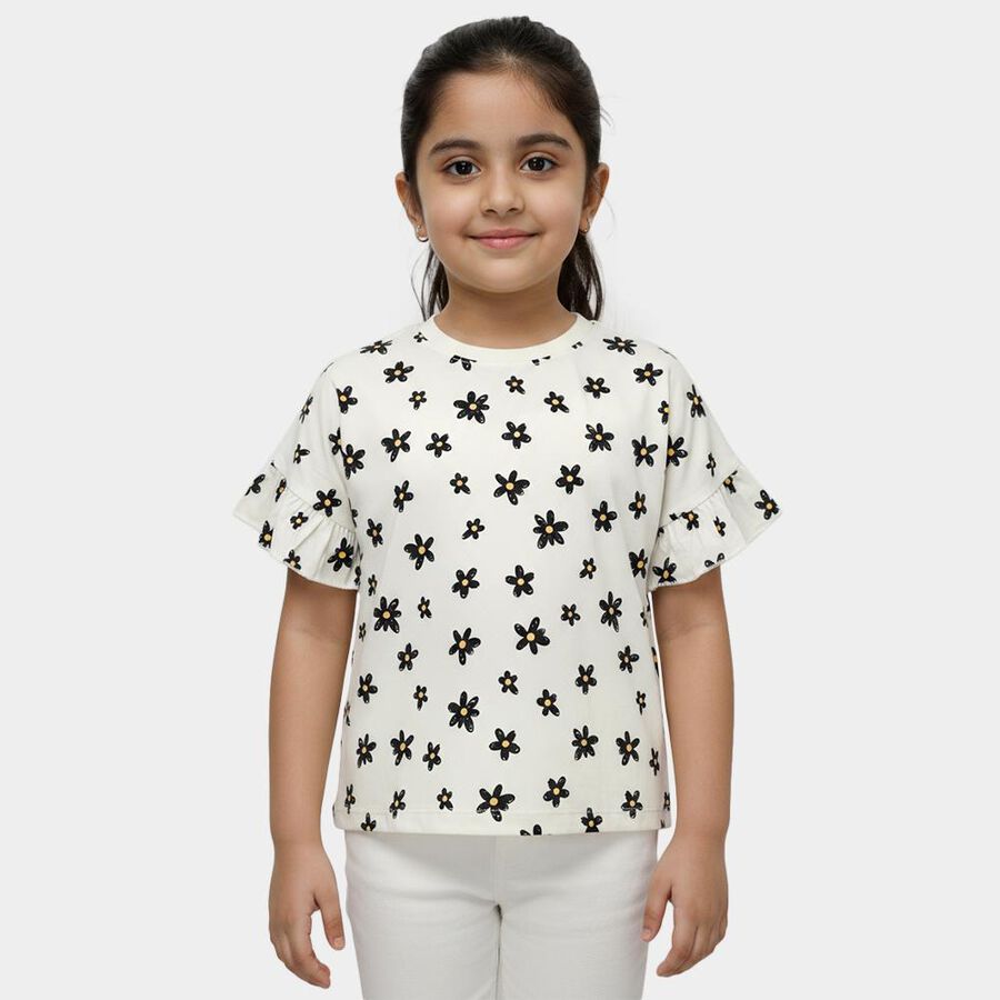 Girls' T-Shirt, ऑफ व्हाइट, large