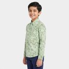 Boys' Mint Green Cotton Long Sleeves Collar Shirt, Light Green, small