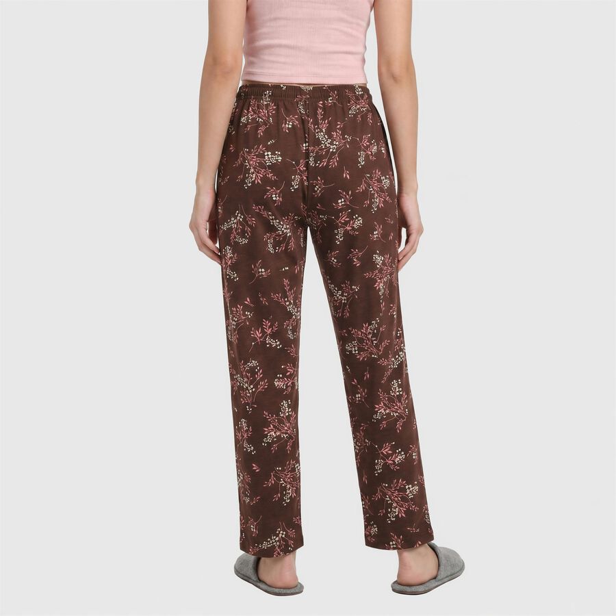 Women's Wine Straight Fit Floral Printed Cotton Blend Lounge Pyjama, वाइन, large