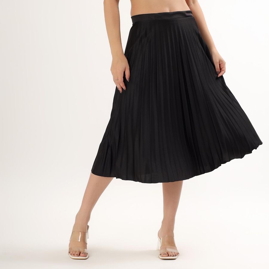 Ladies' Pleated Skirt , काला, large image number null