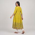 Women's Light Green V-Neck Printed Flared Kurta, Light Green, small