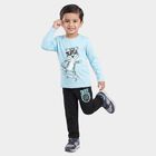 Boys Light Blue Round Neck Graphic Print Baba Suit, Light Blue, small