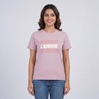 Women's Lilac Round Neck Graphic T-Shirt, लाइलेक, small