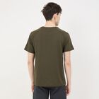 Men's Olive Crew Neck Athleisure T-Shirt, ओलिव, small