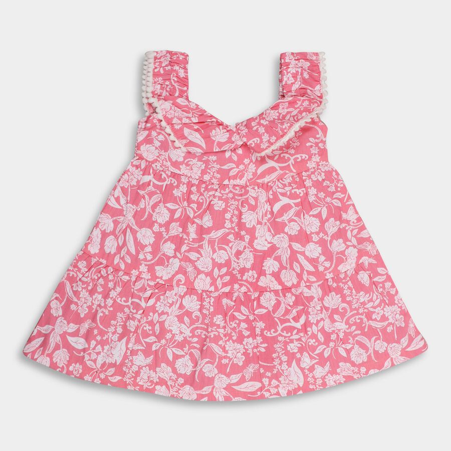 Infant Girls' 100% Cotton Frock, गुलाबी, large image number null