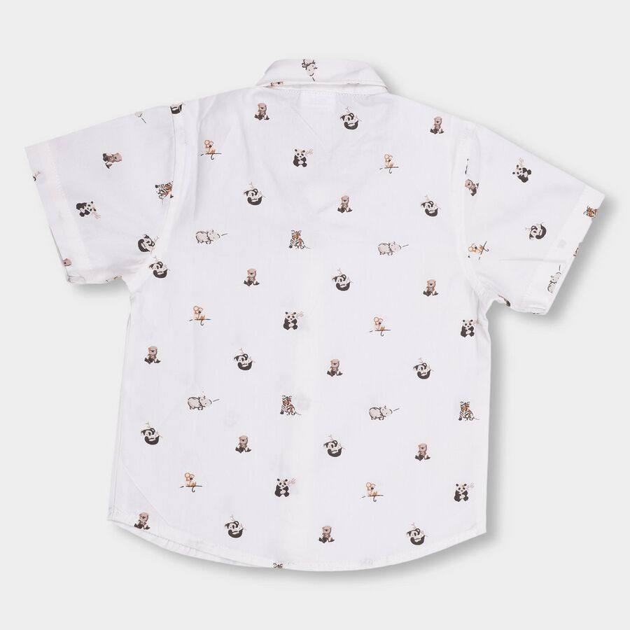 Infants' White Cotton Mandarin Collar Casual Shirt, White, large image number null