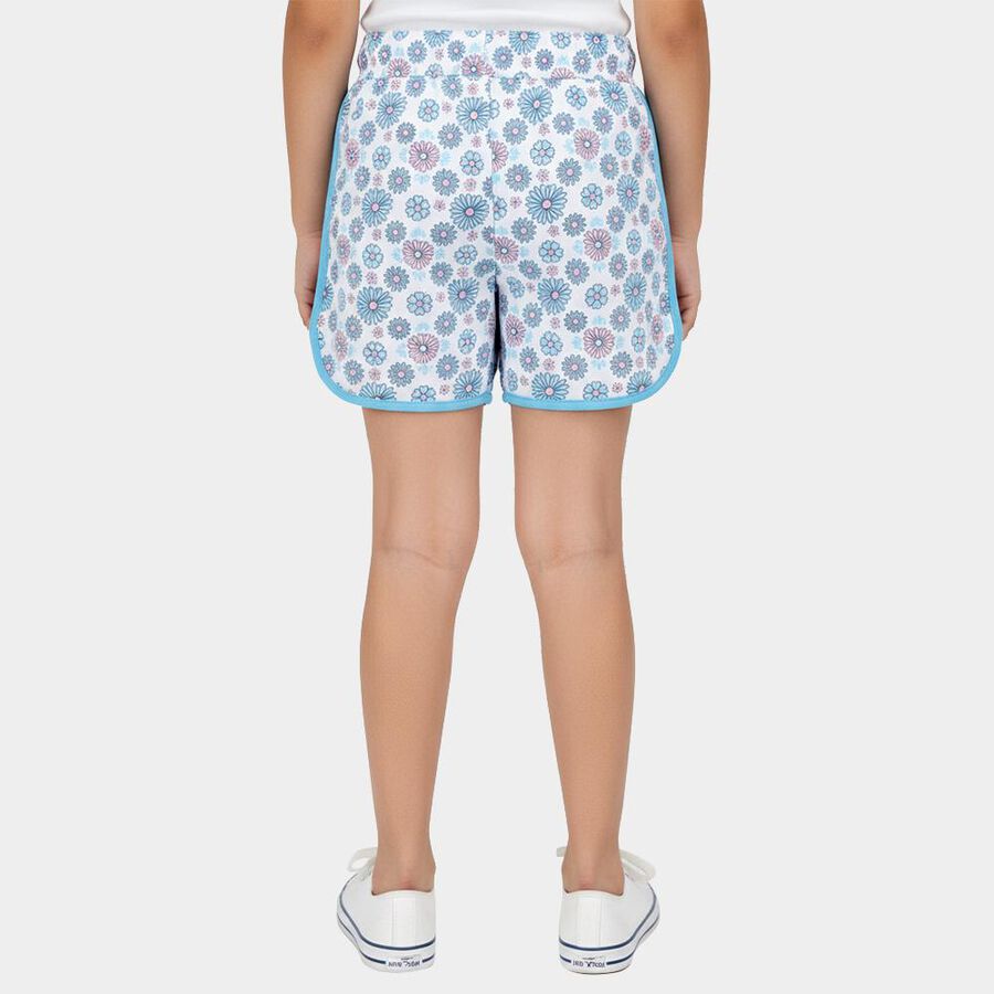 Girls Aqua Regular Fit Sporty Dolphin Hem Shorts, एक्वा, large
