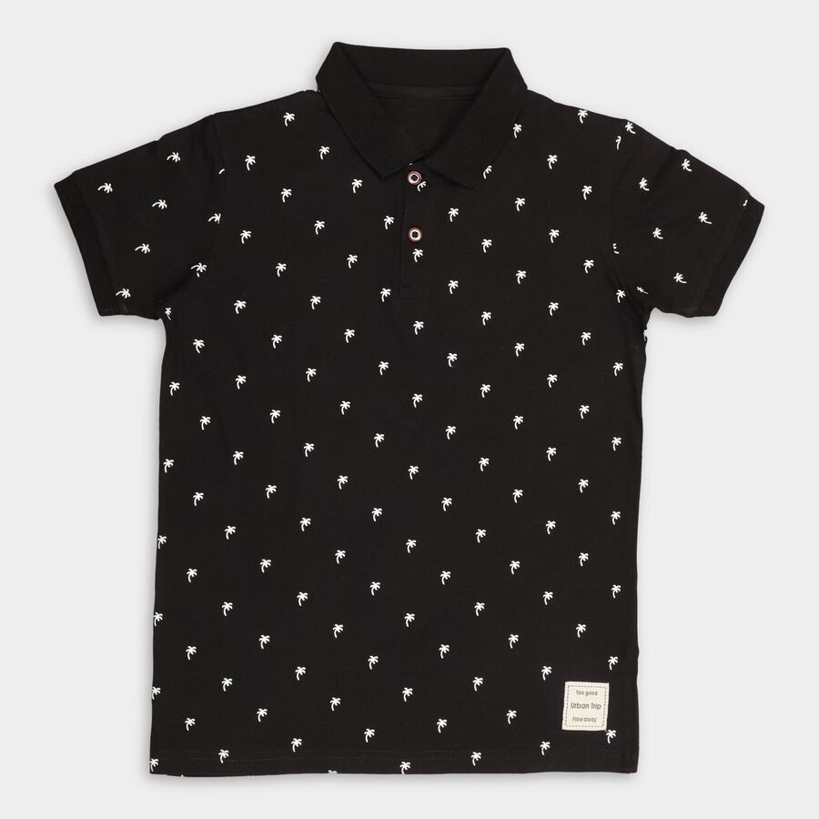 Boys' 100% Cotton Half Sleeves T-Shirt , काला, large image number null