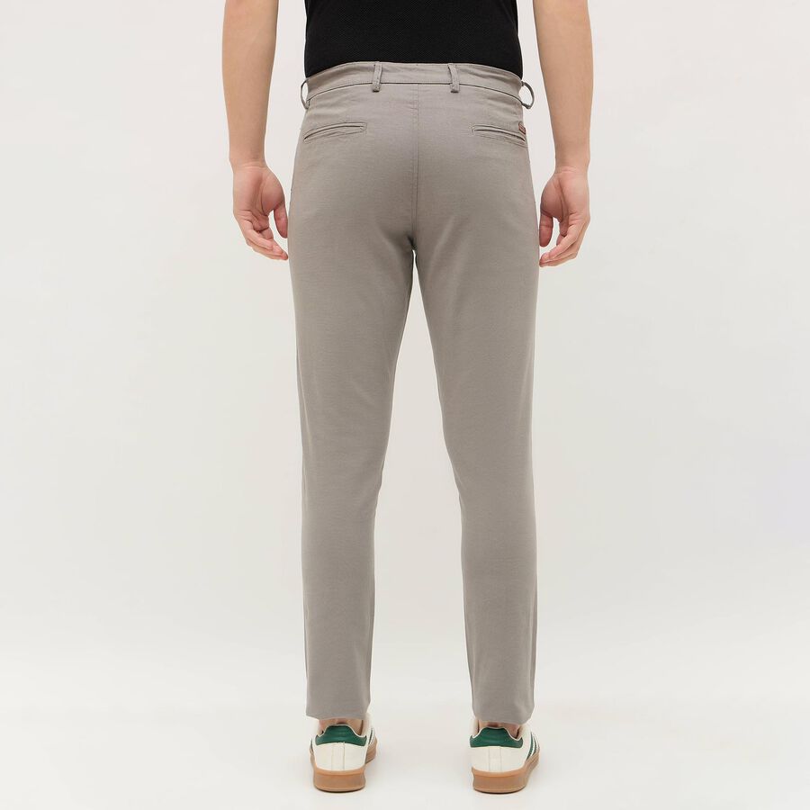 Men's Muted Grey Slim Fit Flat-Front Casual Trousers, हल्का ग्रे, large