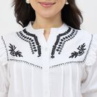 Women's Rich Eggshell White Mandarin Collar Classic Shirt, White, small