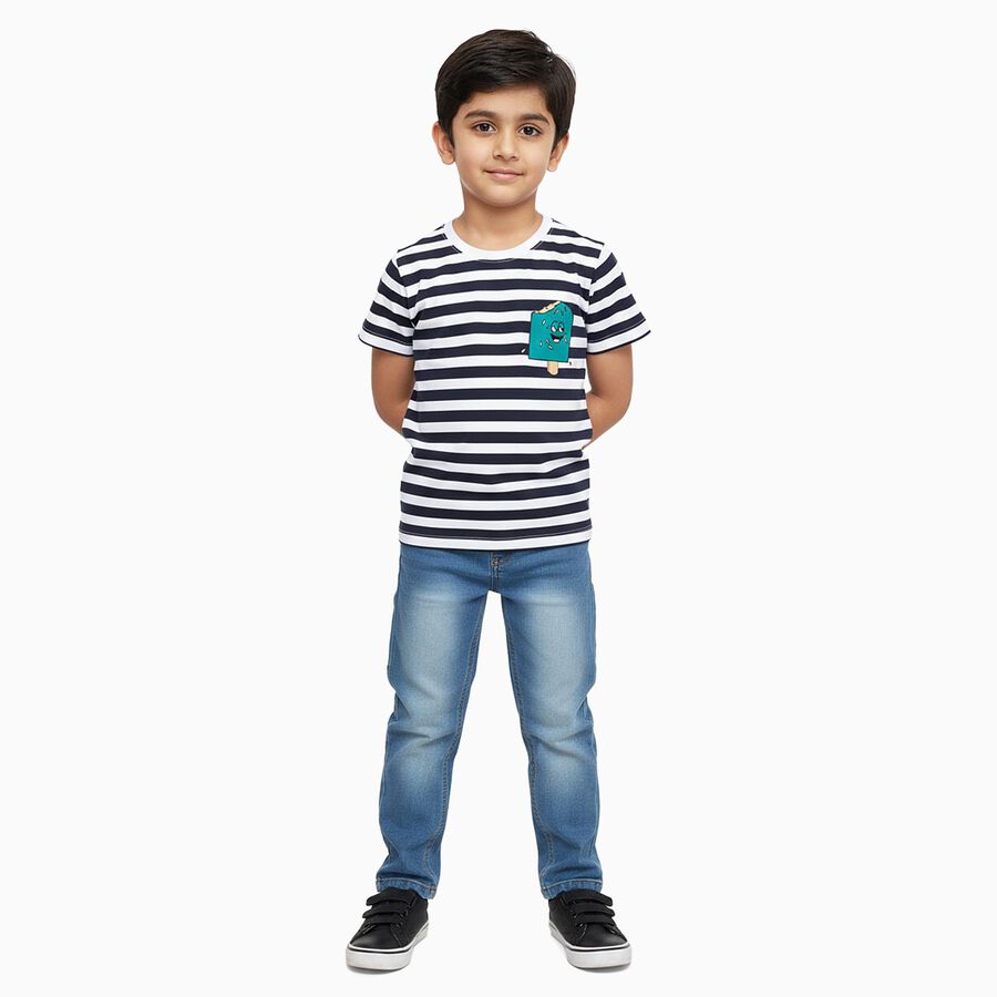 Boys' Half Sleeves T-Shirt, Navy Blue, large image number null
