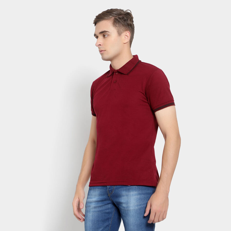 Solid Polo Shirt, Wine, large image number null