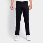 Men's Slim Fit Casual Trousers , काला, small image number null