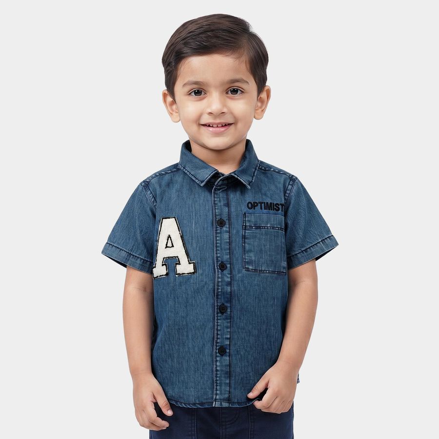 Boys' Blue Casual Shirt, Light Blue, large