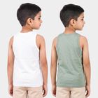 Boys Green Cotton Round Neck Vest, Light Green, small