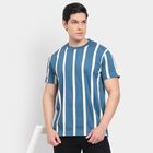 Men's Round Neck Half Sleeves T-Shirt, गहरा नीला, small