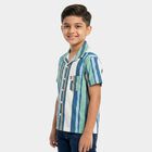 Boys' Green Cotton Camp Collar Casual Shirt, Light Green, small
