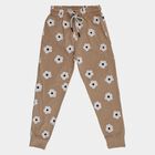 Girls' Beige Regular Fit Printed Pyjama, Beige, small