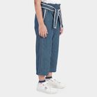 Girls' Light Blue Wide Leg Tie-Up Jeans, हल्का नीला, small