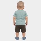 Infants' Light Blue 100% Cotton Round Neck Graphic Print Baba Suit, टील ब्लू, small