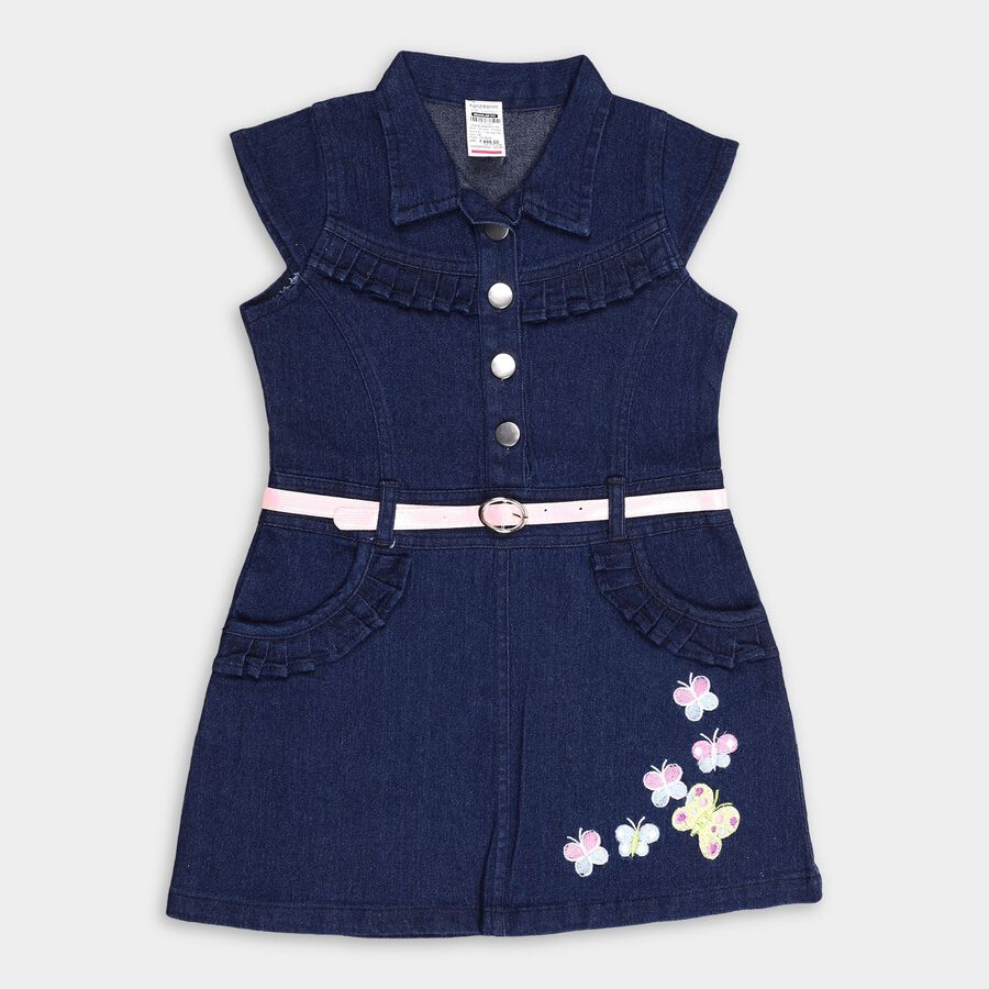 Girls' Frock, Dark Blue, large image number null