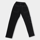 Girls' Jet Black Slim Fit Cargo Jeans, Black, small image number null