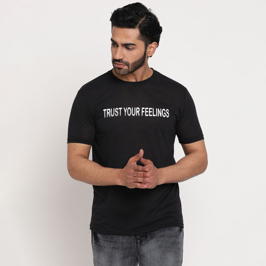 Round Neck T-Shirt, Black, large image number null