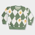 Boys Muted Olive Green Crew Neck Printed Sweatshirt, Olive, small image number null