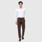 Men's Brown Slim Fit Drawstring Chino Trousers, भूरा, small