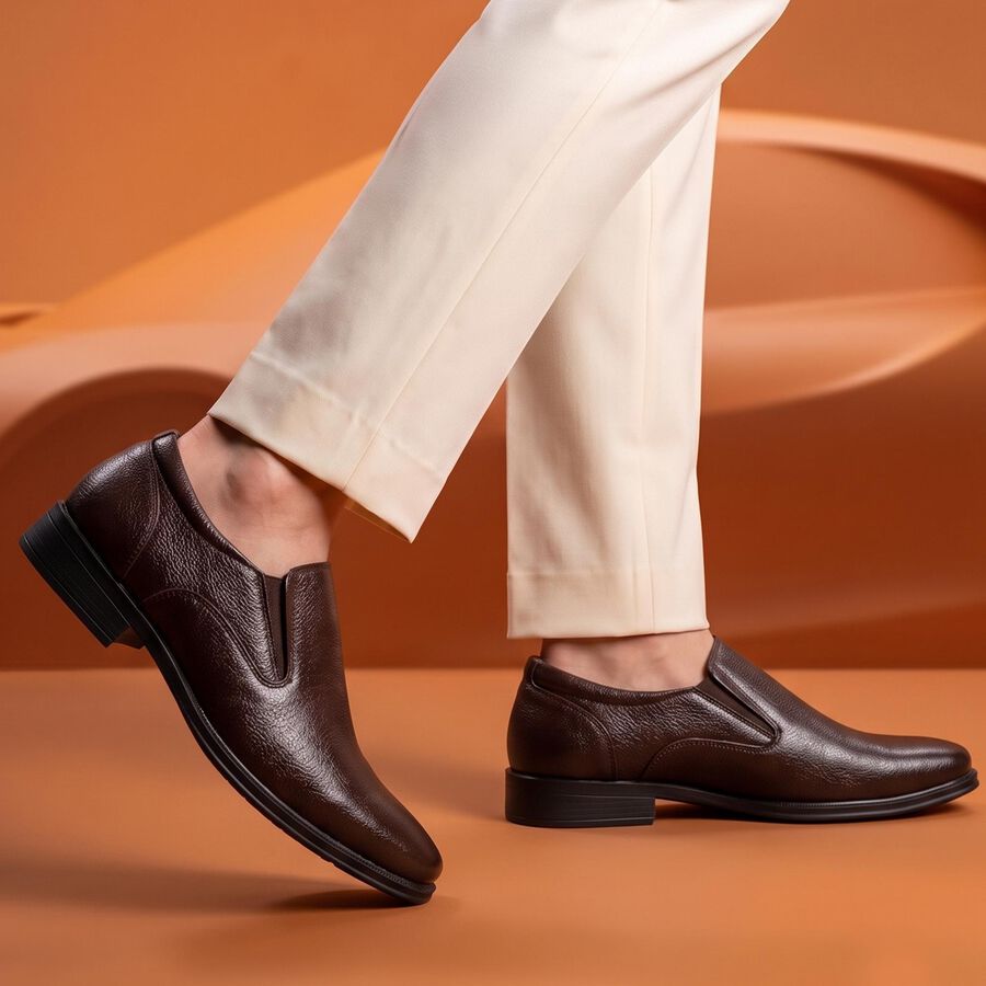 Men's Brown Slip-On Loafer Formal Shoes, Brown, large