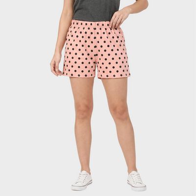 Women's Pink Regular Fit Polka Dot Shorts