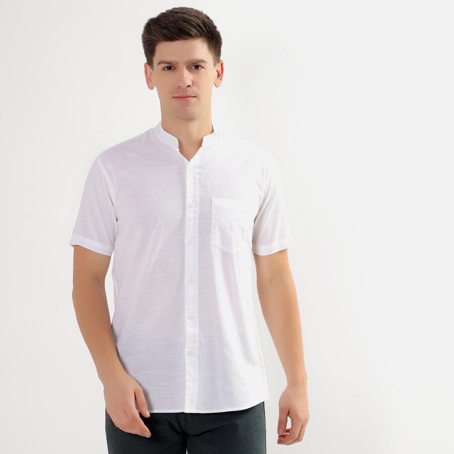 Men's Rich Eggshell White Cotton Regular Collar Casual Shirt, White, large image number null
