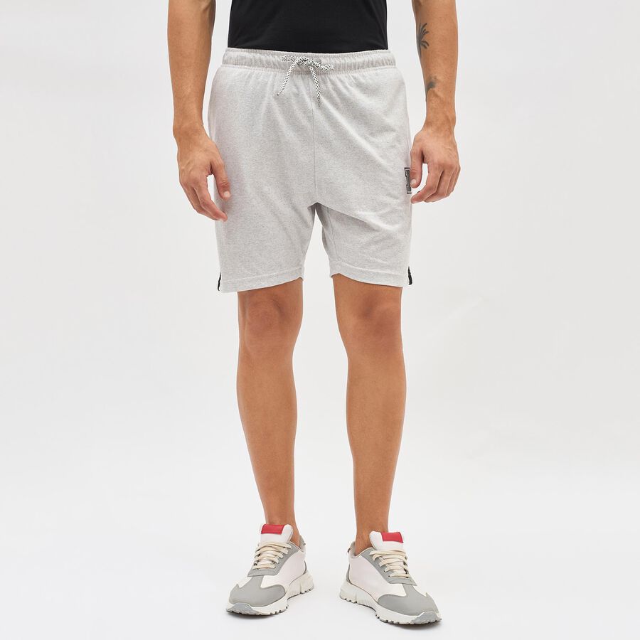 Men's Light Heather Grey Regular Fit Side-Striped Bermuda Shorts, मिश्रित हल्का ग्रे, large image number null