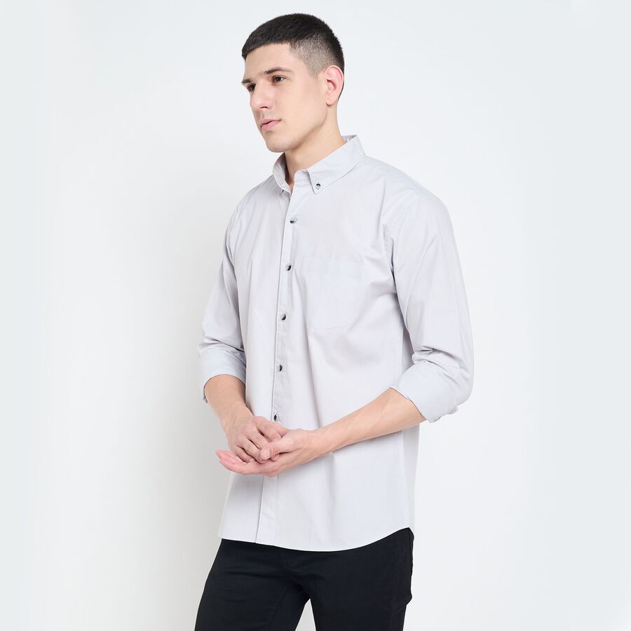 Men's 100% Cotton Casual Shirt , Light Grey, large image number null