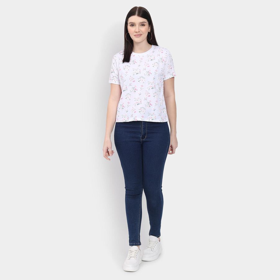 Ladies' Round Neck T-Shirt , White, large