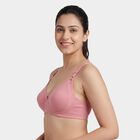 Women's Pink Cotton Blend V-Neck Non-Padded Wireless Bra, Light Pink, small