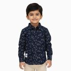 Boys Deep Midnight Navy Blue Cotton Full Sleeve Classic Casual Shirt, Navy Blue, small image number null