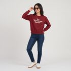 Women Maroon Crew Neck Pullover Sweatshirt, मरून, small