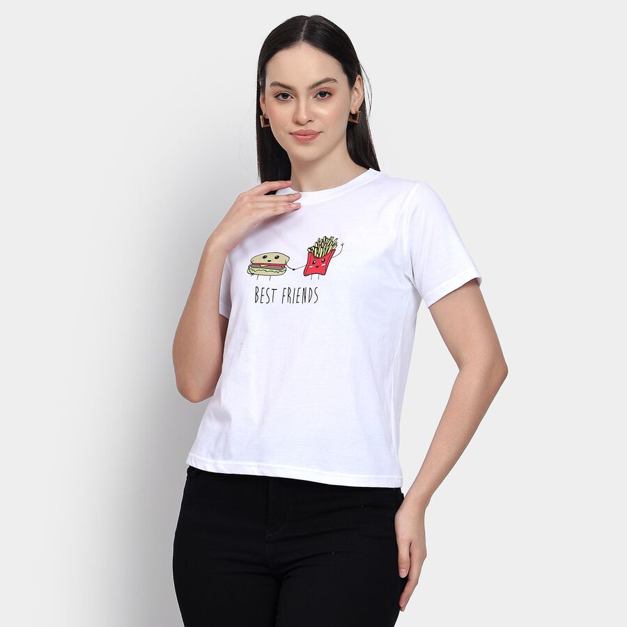 Ladies' Round Neck T-Shirt , White, large