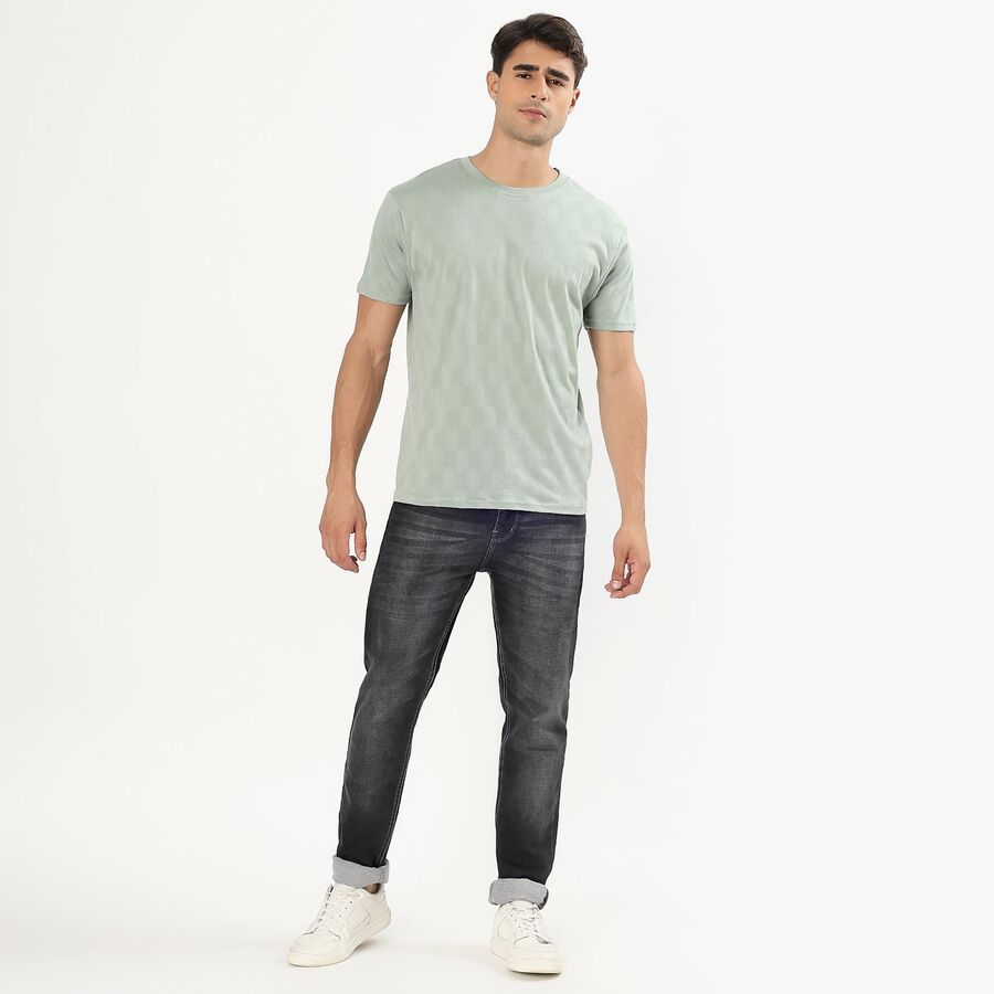 Men's Light Sage Green Round Neck Casual T-Shirt, Light Green, large image number null