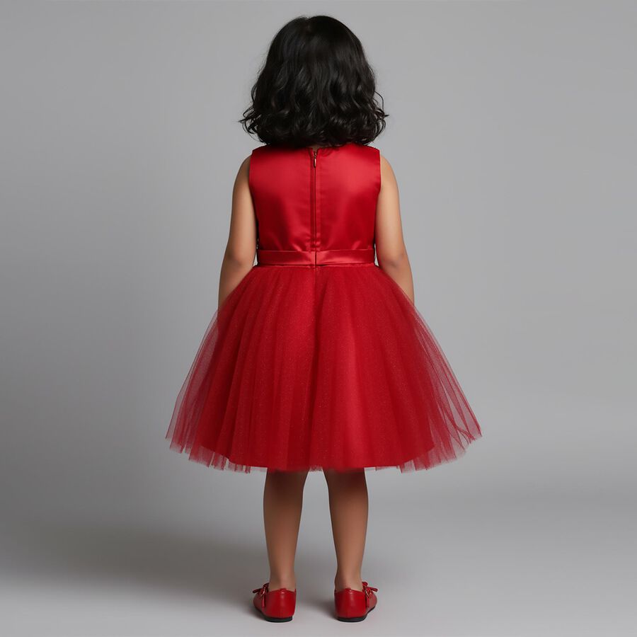 Girls' Frock, लाल, large image number null