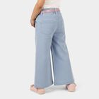 Girls' Light Blue Wide Leg Embroidered Jeans, आइस ब्लू, small image number null
