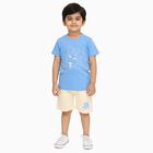 Boys' Blue Cotton Round Neck Embroidered Baba Suit, Mid Blue, small image number null