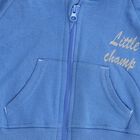 Infants' Blue Hoodie Cuff Sleeve Printed Baba Suit, Mid Blue, small image number null