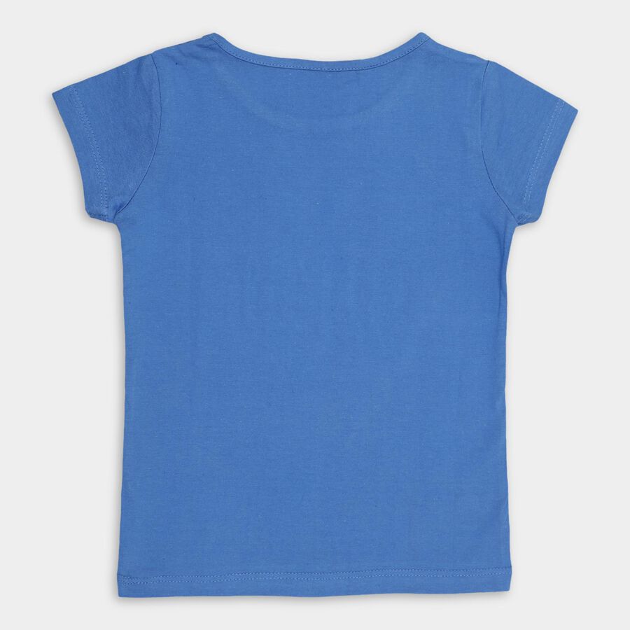 Girls' 100% Cotton T-Shirt , मध्यम नीला, large image number null