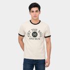 Men's White Round Neck Regular T-Shirt, White, small