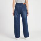 Women's Blue Wide Leg Washed Jeans, Mid Blue, small
