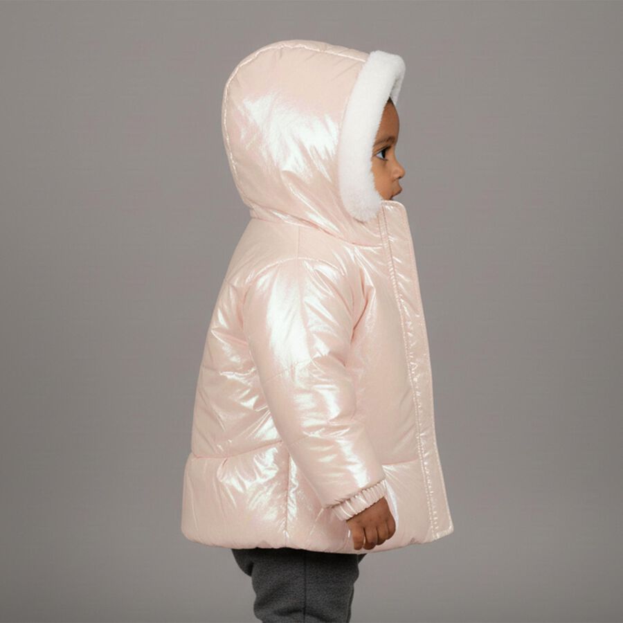 Infants Light Pink Round Casual Jacket, हल्का गुलाबी, large image number null
